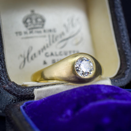 0.59ct Old Cut Diamond 18ct Yellow Gold Gypsy Band Ring
