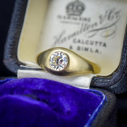 0.59ct Old Cut Diamond 18ct Yellow Gold Gypsy Band Ring