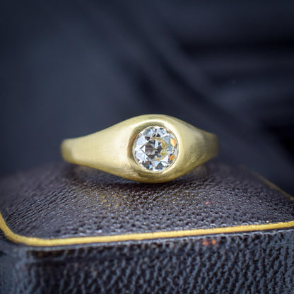 0.59ct Old Cut Diamond 18ct Yellow Gold Gypsy Band Ring