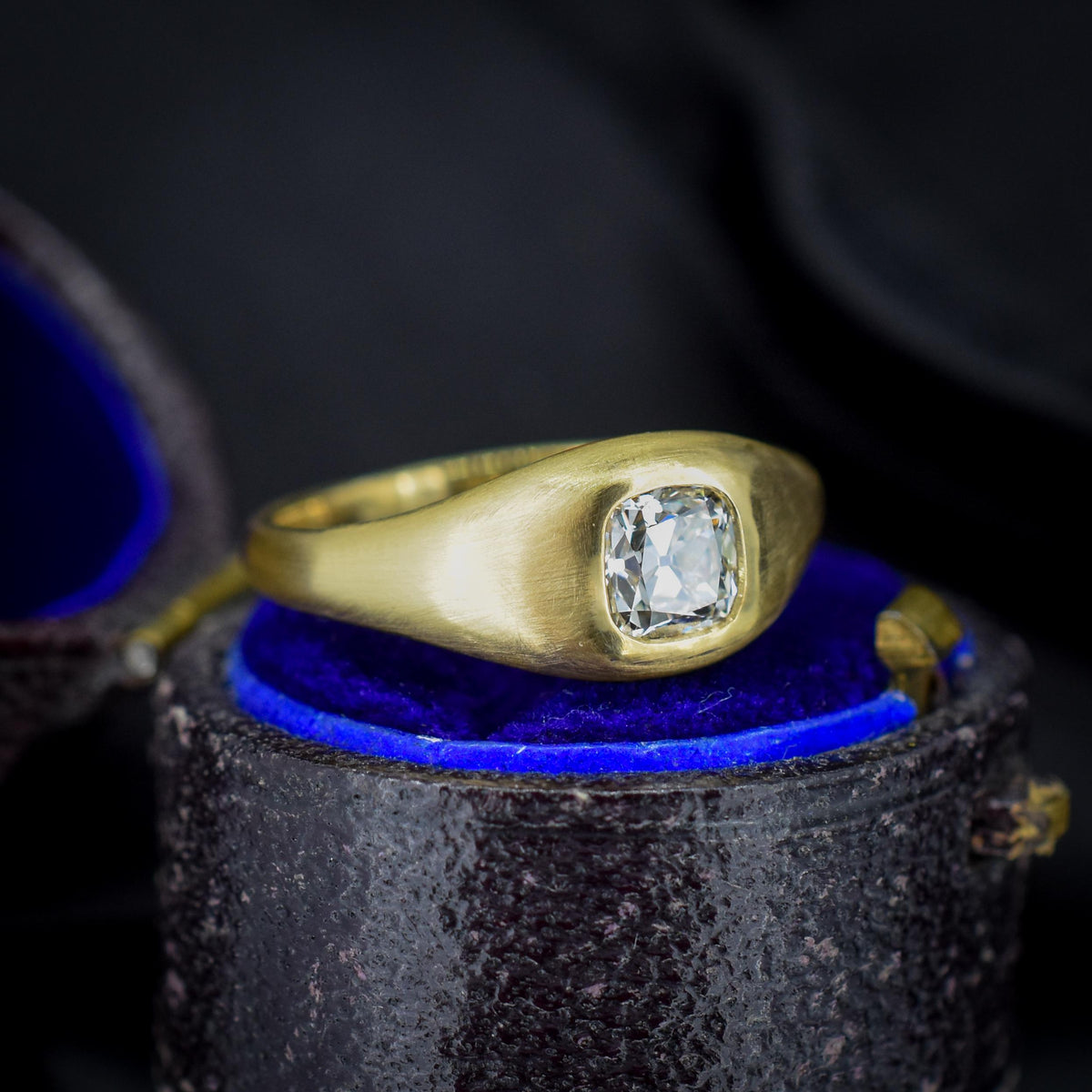 0.70ct Old Mine Cut Diamond 18ct Yellow Gold Gypsy Band Ring