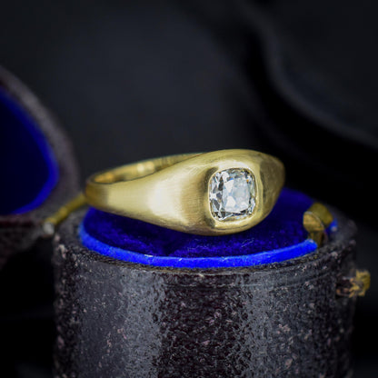 0.70ct Old Mine Cut Diamond 18ct Yellow Gold Gypsy Band Ring