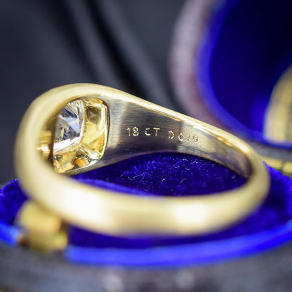 0.70ct Old Mine Cut Diamond 18ct Yellow Gold Gypsy Band Ring