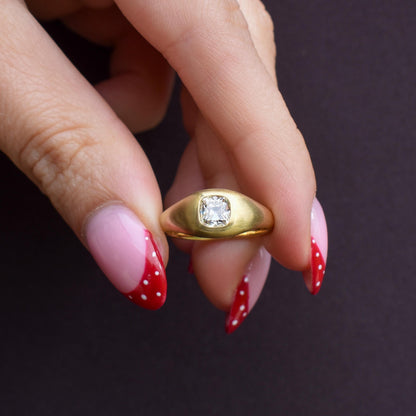 0.70ct Old Mine Cut Diamond 18ct Yellow Gold Gypsy Band Ring