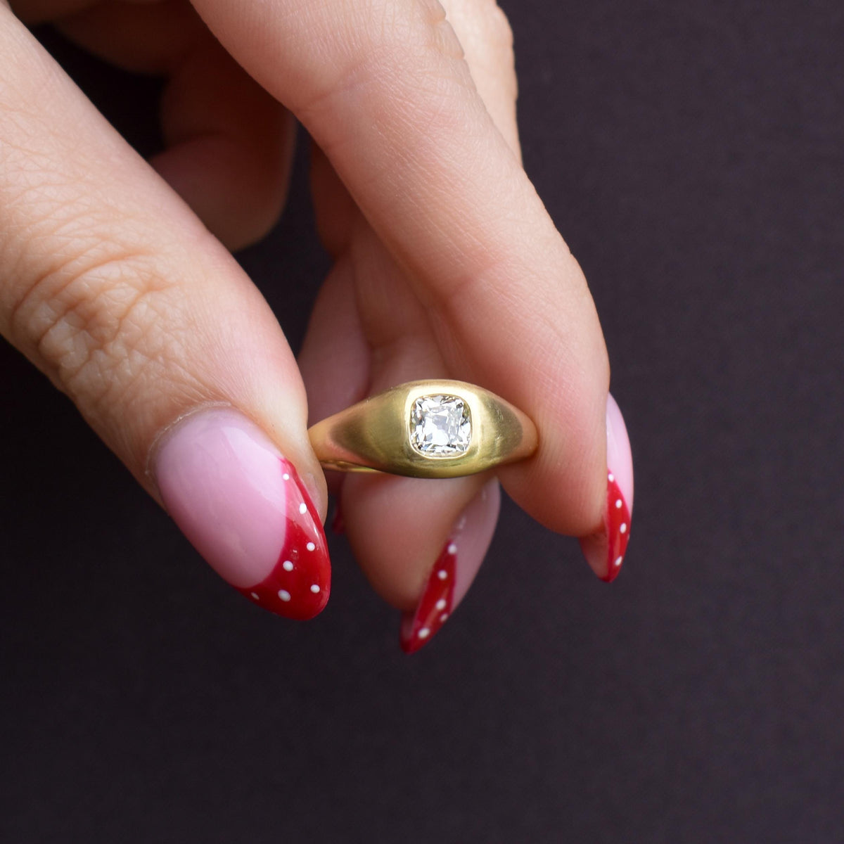 0.70ct Old Mine Cut Diamond 18ct Yellow Gold Gypsy Band Ring