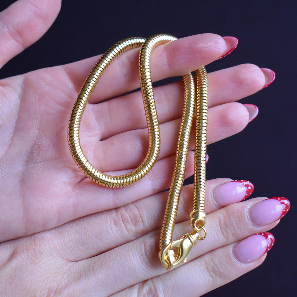 Vintage 18ct Gold on Silver Snake Link Chain Necklace | 16"