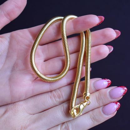 Vintage 18ct Gold on Silver Snake Link Chain Necklace | 16"