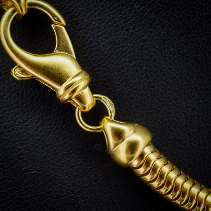 Vintage 18ct Gold on Silver Snake Link Chain Necklace | 16"