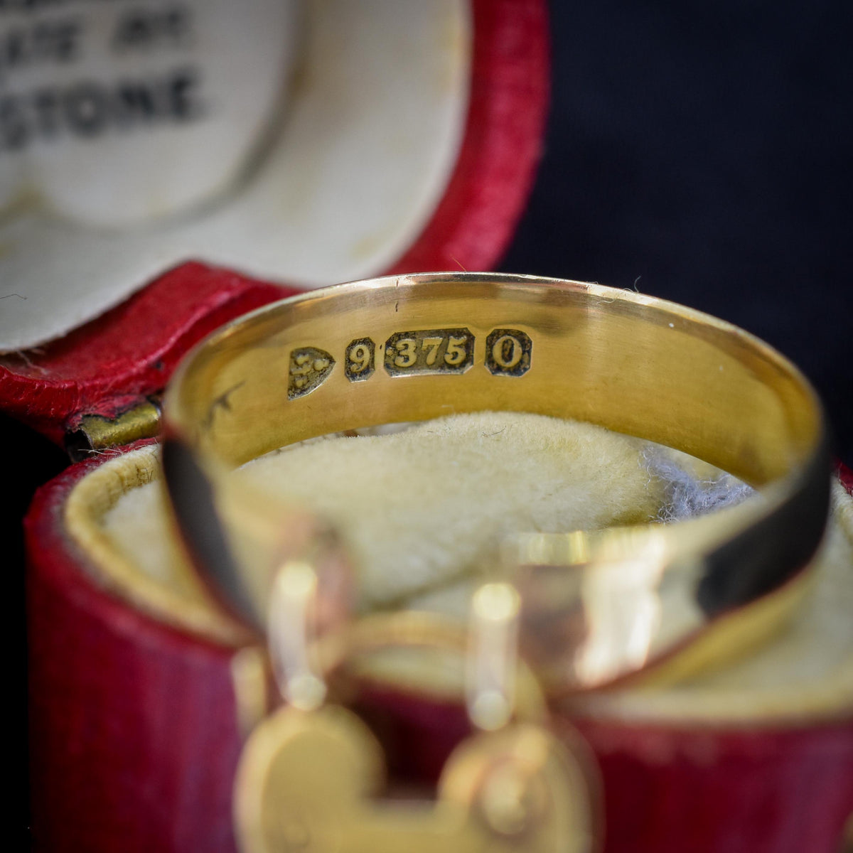 Antique Victorian Heart Padlock Drop 9ct Yellow Gold Band Ring | Chester 1897