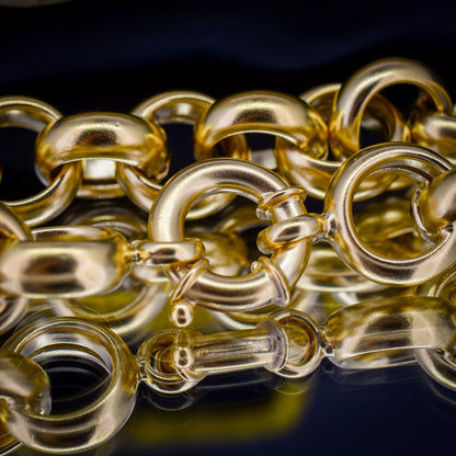 Vintage Gold on Sterling Silver Statement Rolo Link Chain Bracelet | 8.2"