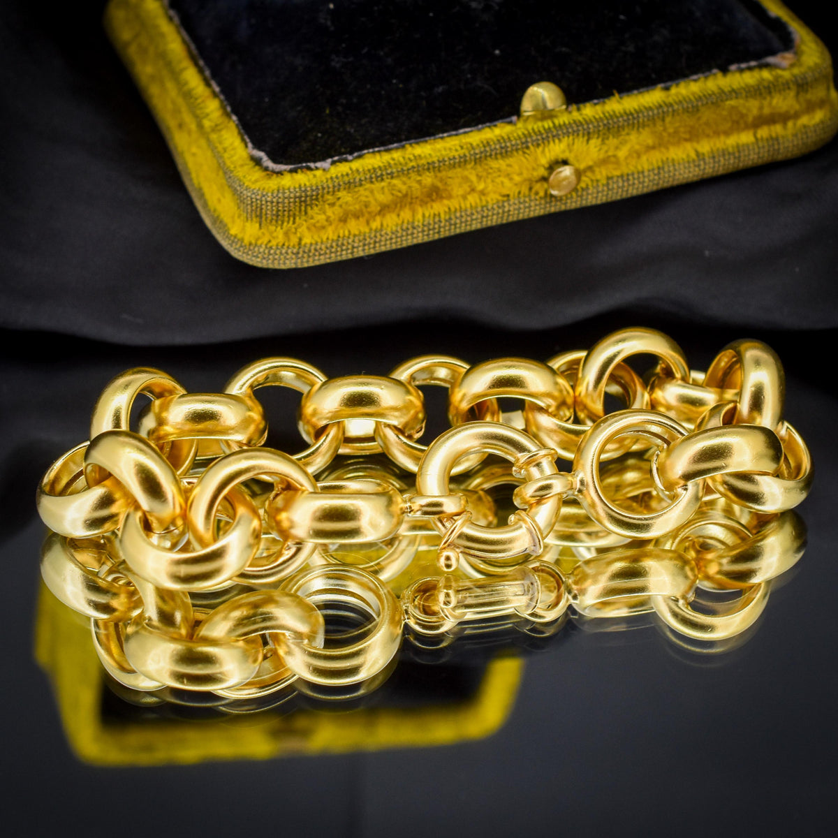 Vintage Gold on Sterling Silver Statement Rolo Link Chain Bracelet | 8.2"
