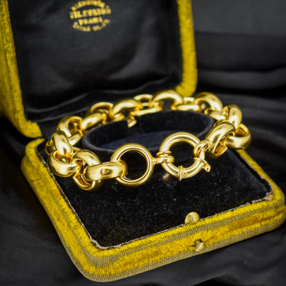 Vintage Gold on Sterling Silver Statement Rolo Link Chain Bracelet | 8.2"
