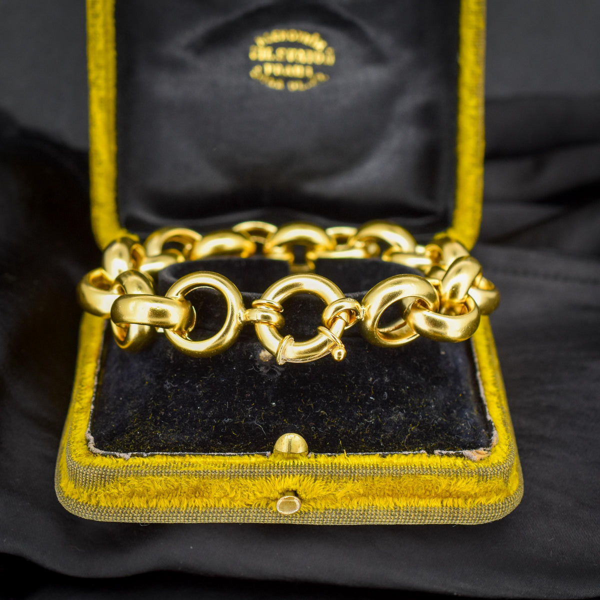 Vintage Gold on Sterling Silver Statement Rolo Link Chain Bracelet | 8.2"