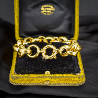 Vintage Gold on Sterling Silver Statement Rolo Link Chain Bracelet | 8.2"