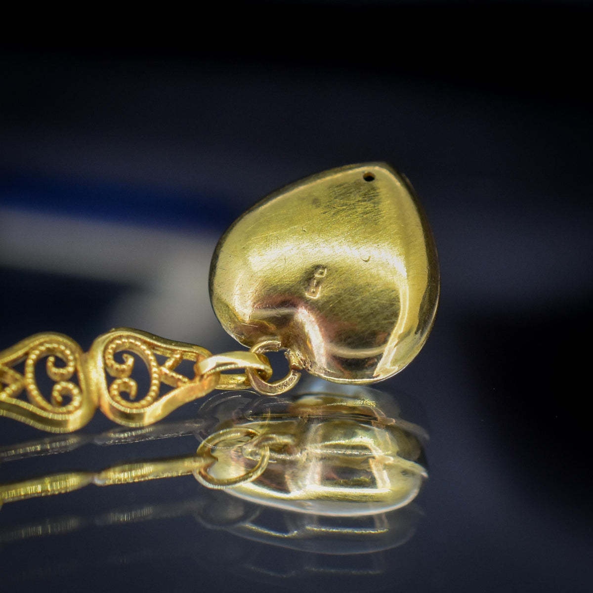 Vintage 9ct Yellow Gold Edwardian Pearl Heart Drop Earrings
