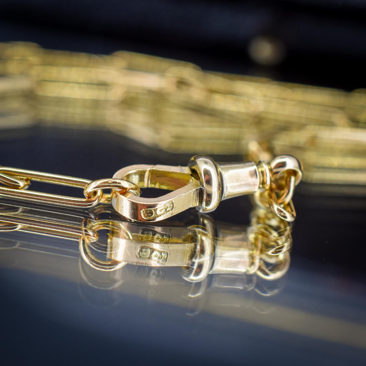 Antique 9ct Yellow Gold Paperlink Chain with Dog Clip | 17" Length