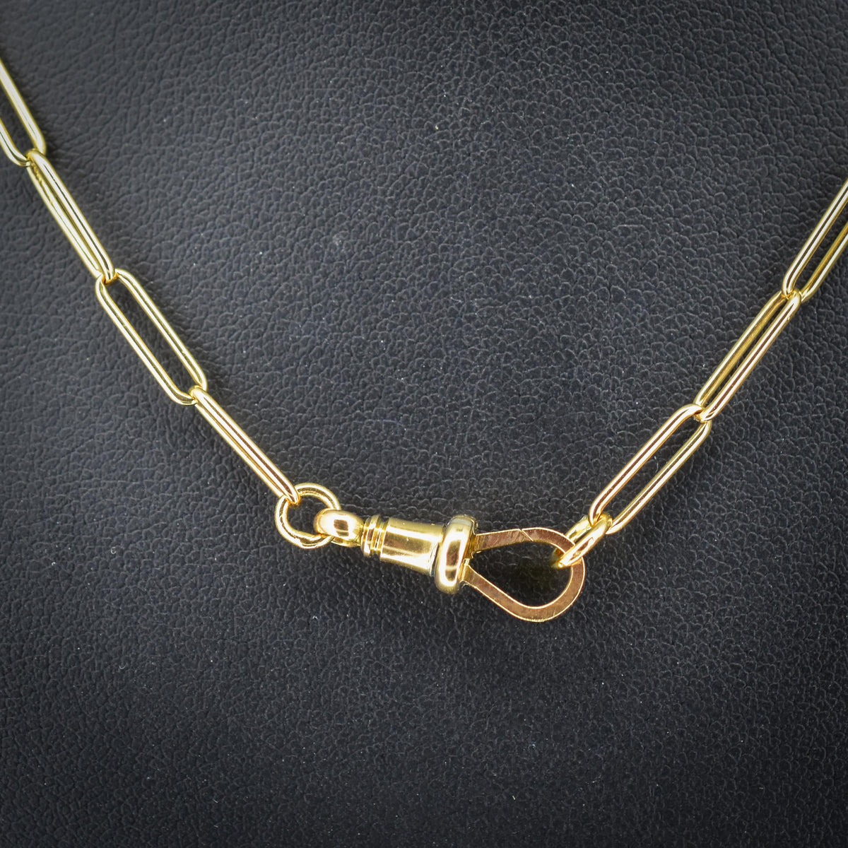 Antique 9ct Yellow Gold Paperlink Chain with Dog Clip | 17" Length
