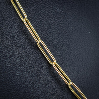 Antique 9ct Yellow Gold Paperlink Chain with Dog Clip | 17" Length