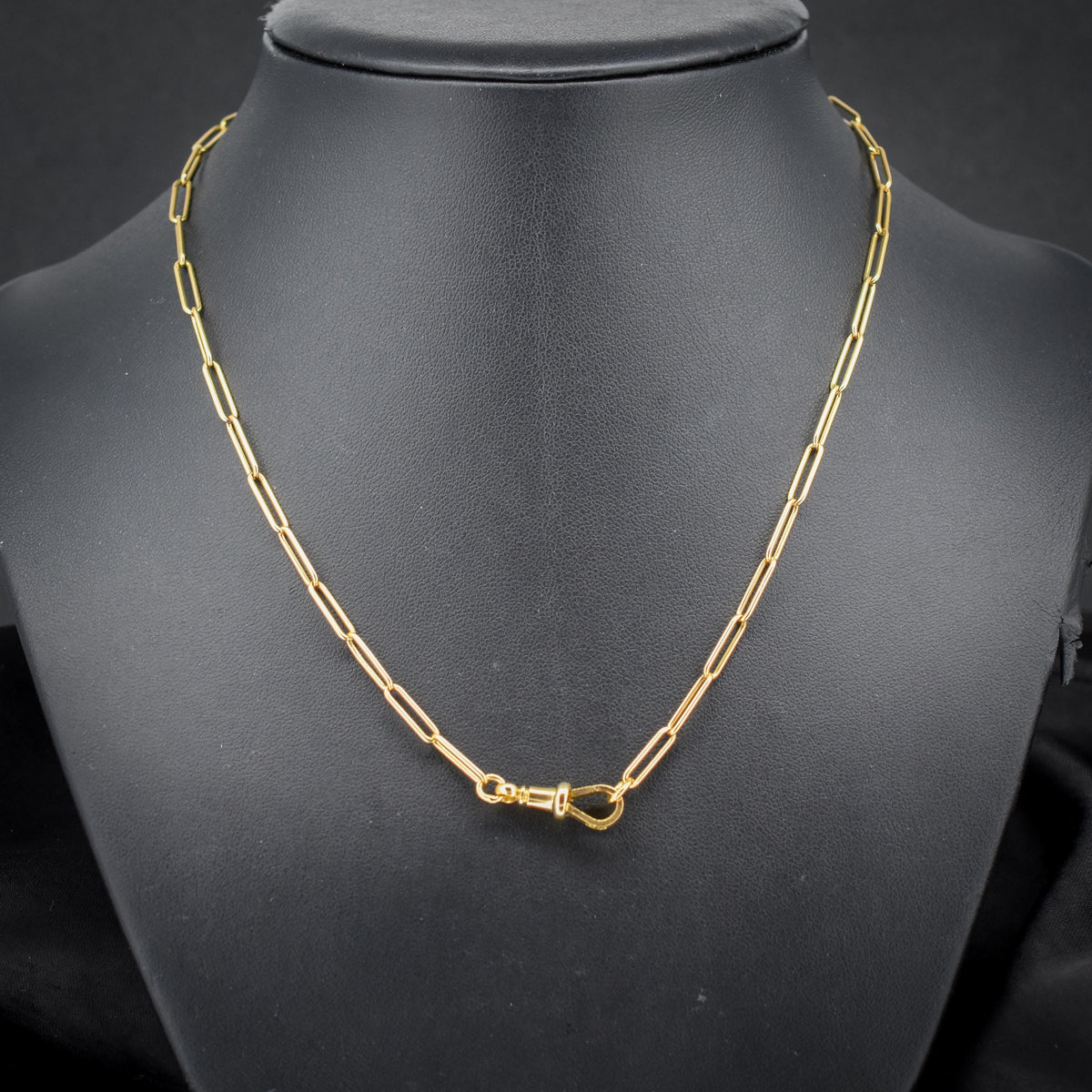 Antique 9ct Yellow Gold Paperlink Chain with Dog Clip | 17" Length