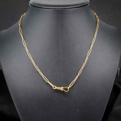 Antique 9ct Yellow Gold Paperlink Chain with Dog Clip | 17" Length