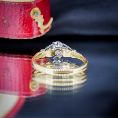 Art Deco 0.42ct Diamond Round Solitaire 18ct Gold Engagement Ring