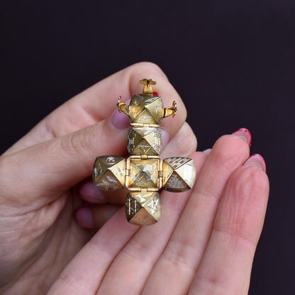 Antique 9ct Gold and Silver Large Masonic Ball Charm Pendant