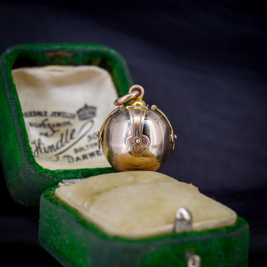 Antique 9ct Gold and Silver Large Masonic Ball Charm Pendant