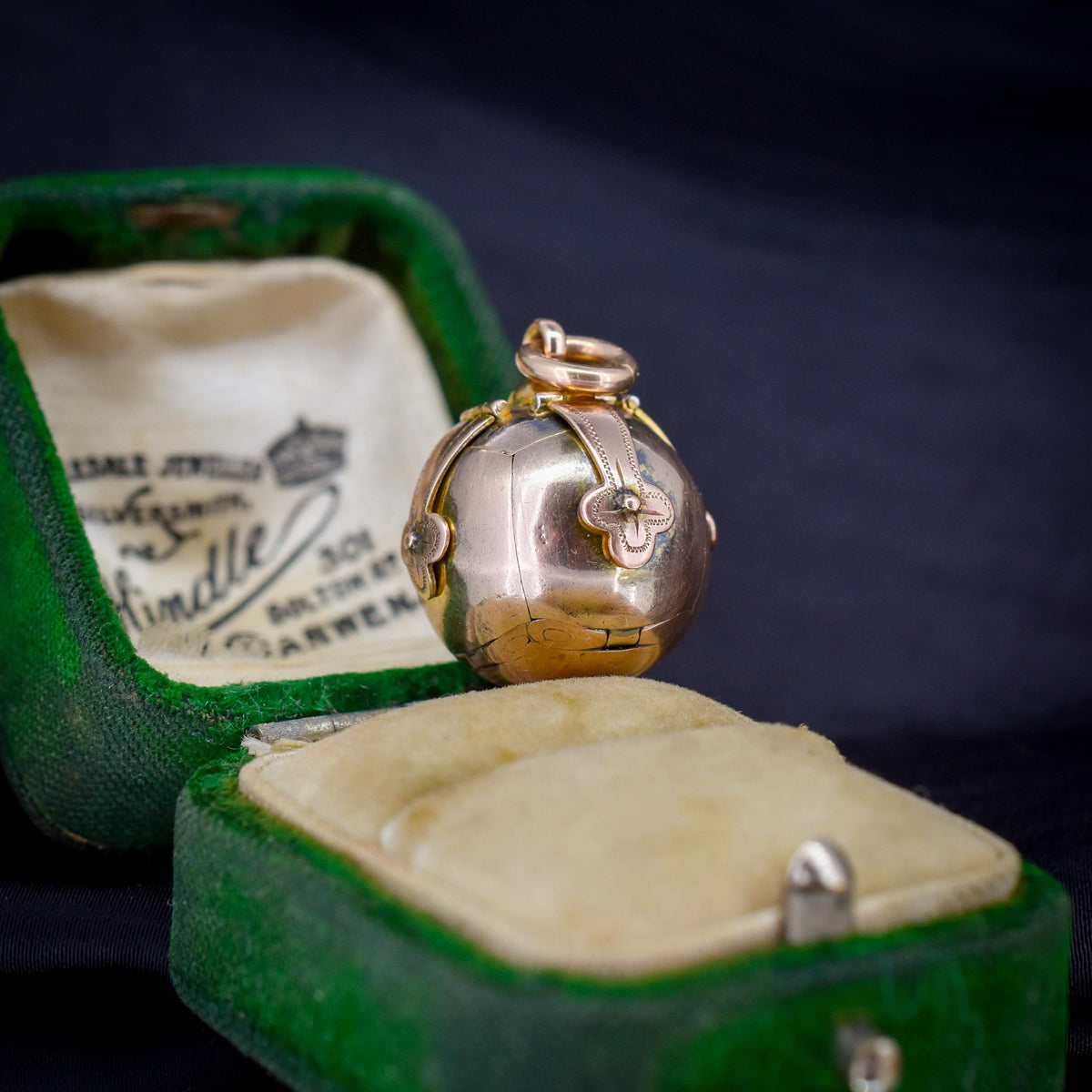 Antique 9ct Gold and Silver Large Masonic Ball Charm Pendant