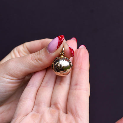 Antique 9ct Gold and Silver Large Masonic Ball Charm Pendant