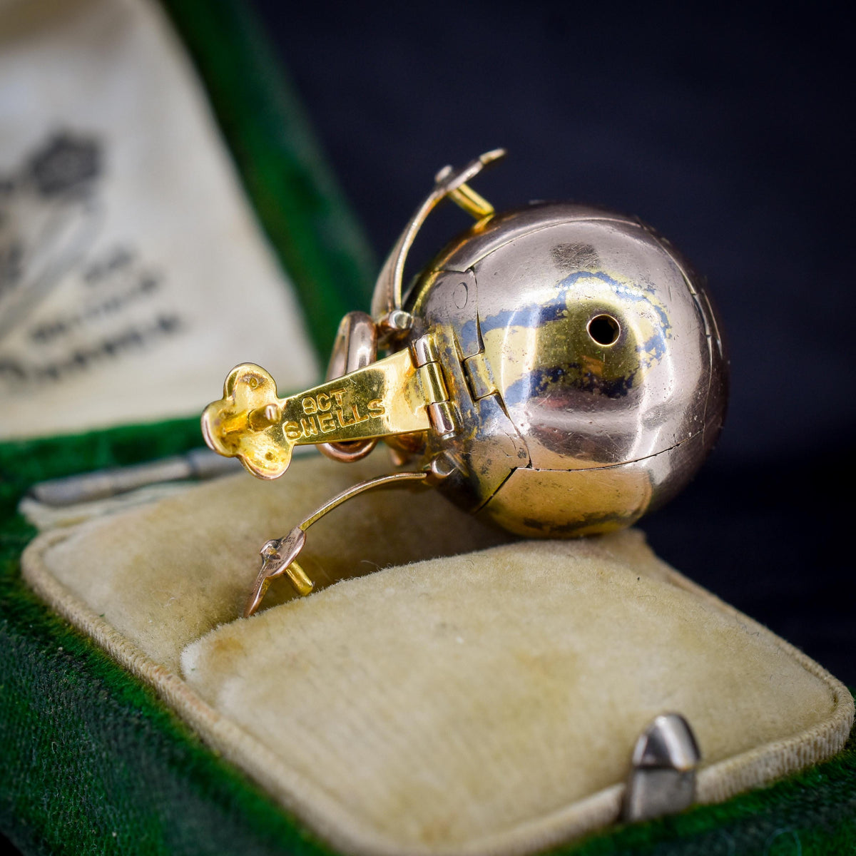 Antique 9ct Gold and Silver Large Masonic Ball Charm Pendant