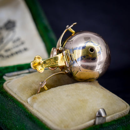 Antique 9ct Gold and Silver Large Masonic Ball Charm Pendant