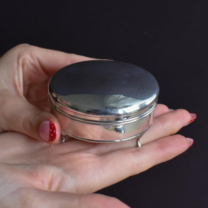 Antique Birmingham 1913 Hallmarked Sterling Silver Oval Jewellery Trinket Box