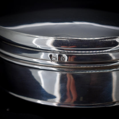 Antique Birmingham 1913 Hallmarked Sterling Silver Oval Jewellery Trinket Box