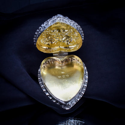 Antique Birmingham 1896 Sterling Silver Heart Trinket Jewellery Box