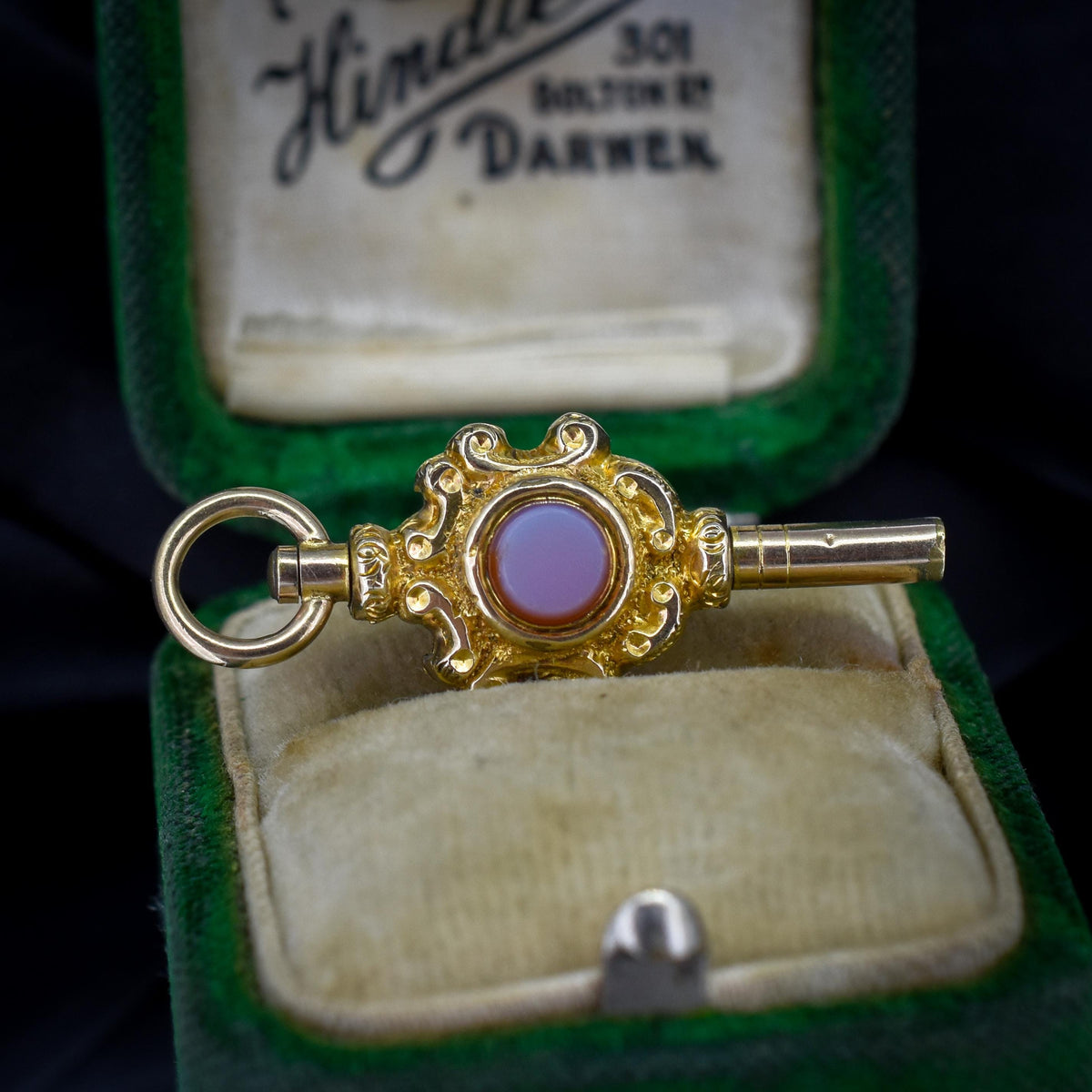Antique Bloodstone and Sardonyx Gold Watch Key Fob Pendant Charm