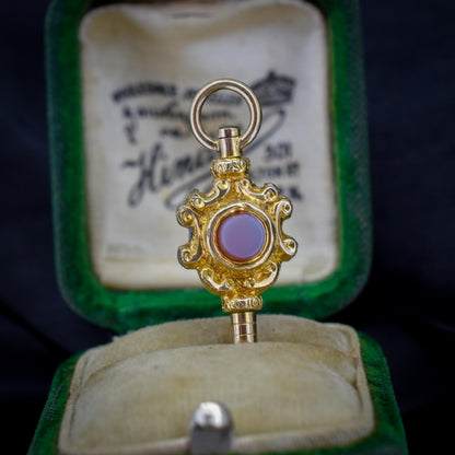 Antique Bloodstone and Sardonyx Gold Watch Key Fob Pendant Charm