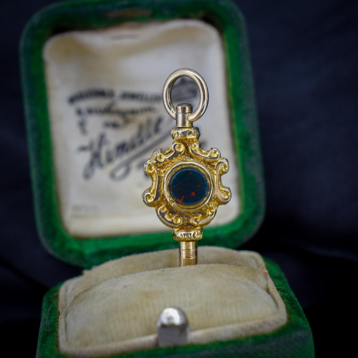 Antique Bloodstone and Sardonyx Gold Watch Key Fob Pendant Charm