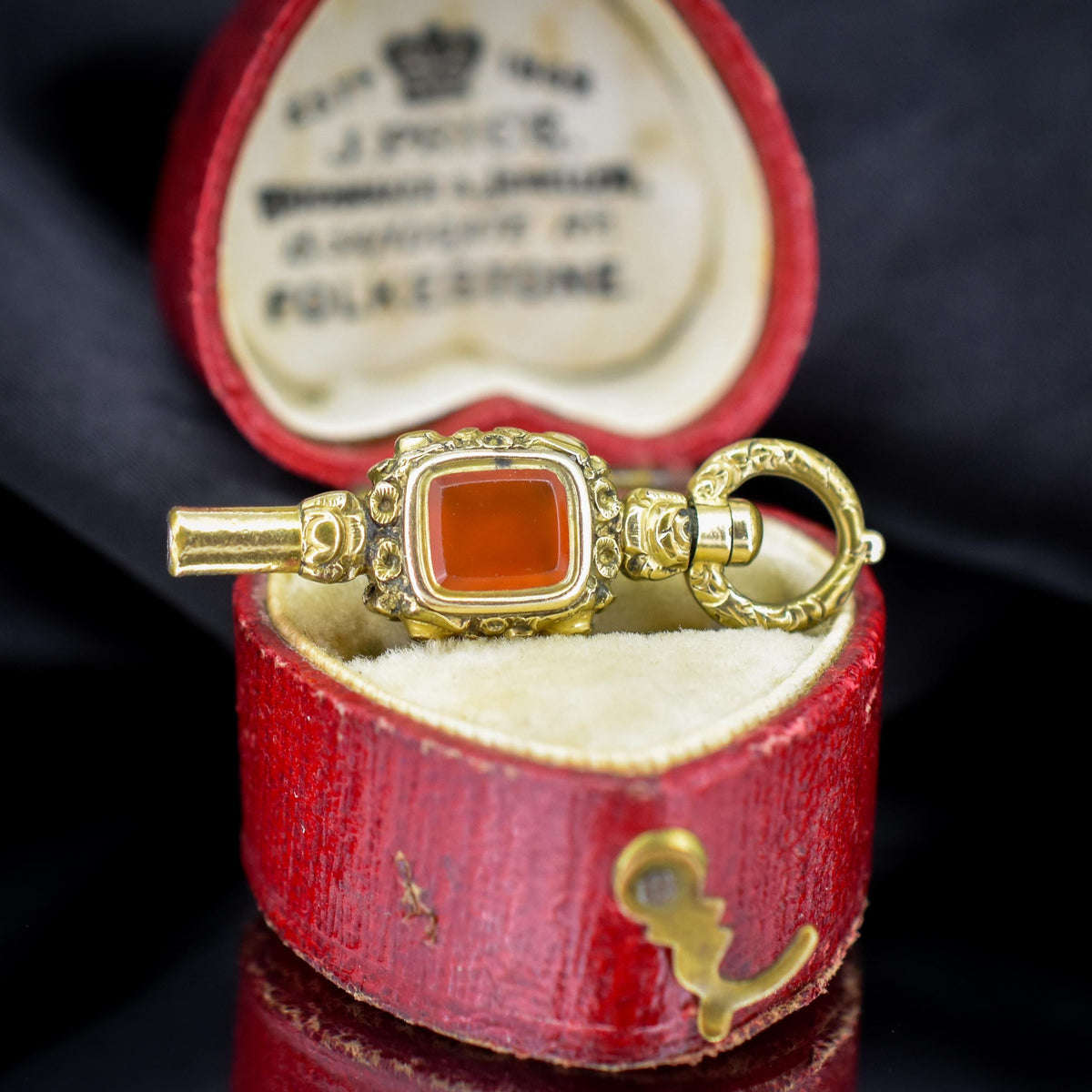 Antique Amethyst and Agate Gold Cased Watch Key Pendant