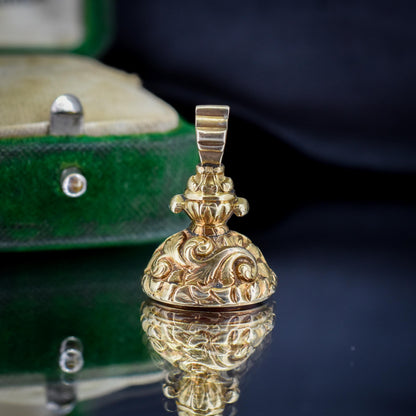 Antique Carnelian Mother Bird Intaglio Gold Cased Fob Seal Pendant | Georgian Victorian