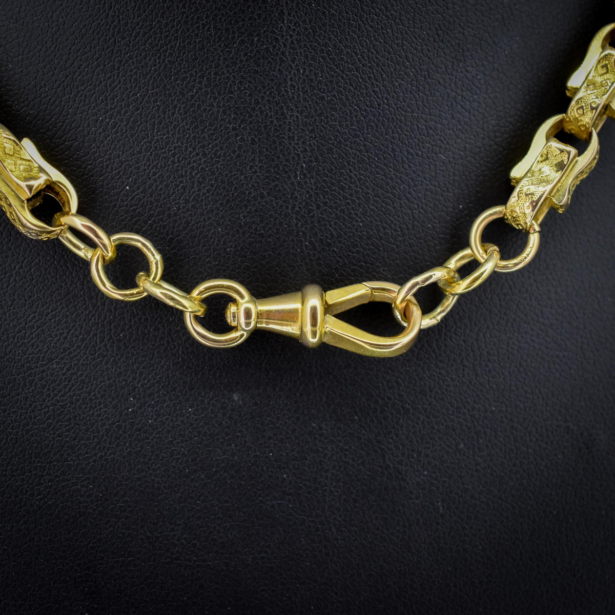 Antique 10ct Yellow Gold Chunky Fancy Tulip Link Chain Necklace | 16"