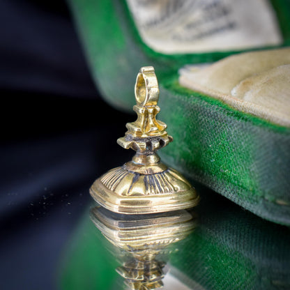 Antique Chalcedony Intaglio Gold Cased Ornate Fob Seal Pendant | Victorian