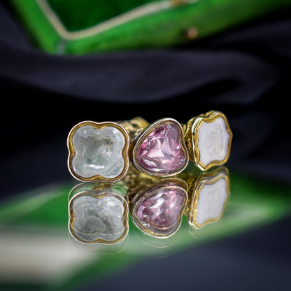 Antique Gold Trio of Intaglio Fobs Charm on Split Ring