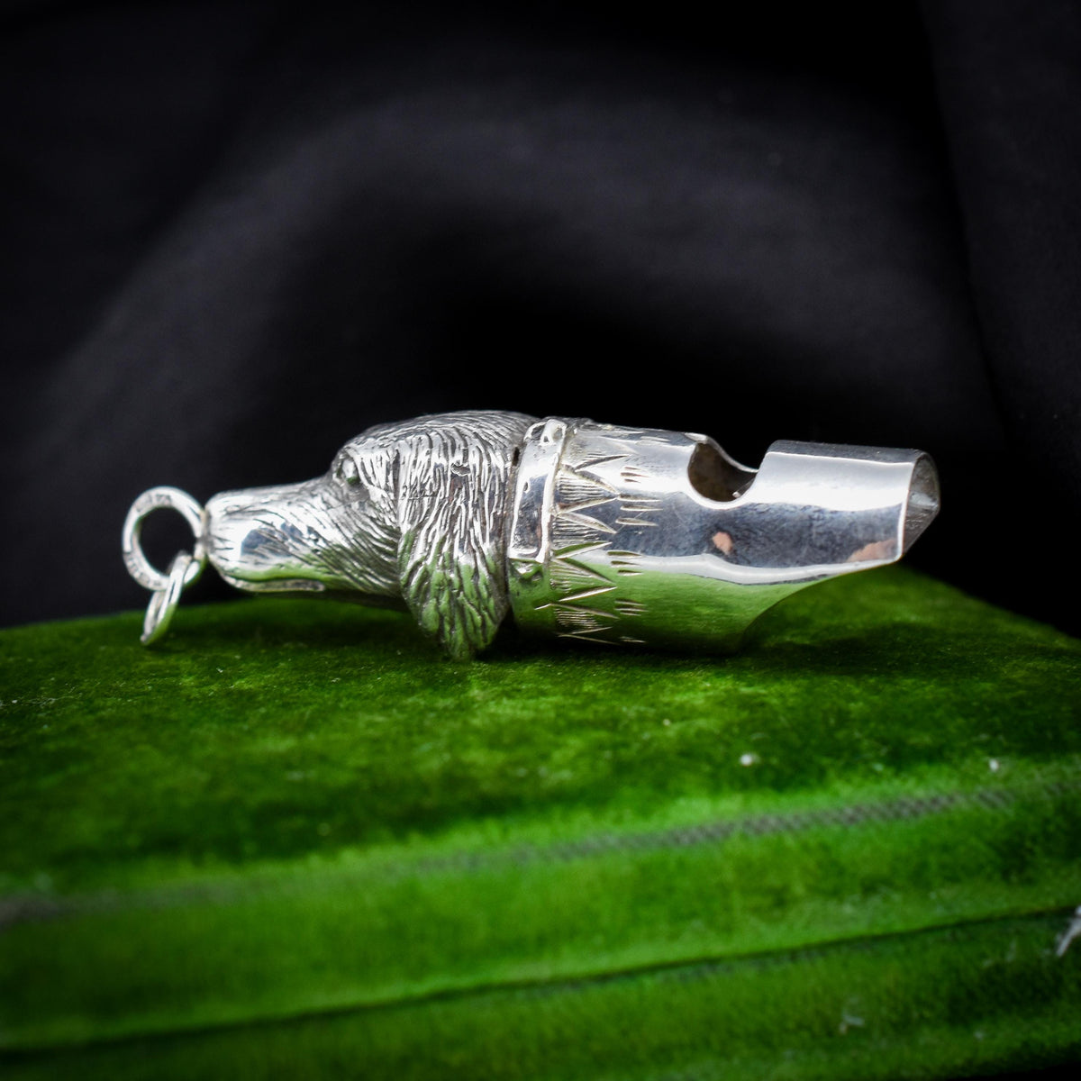 Vintage Sterling Silver Novelty Gun Dog Whistle Pendant