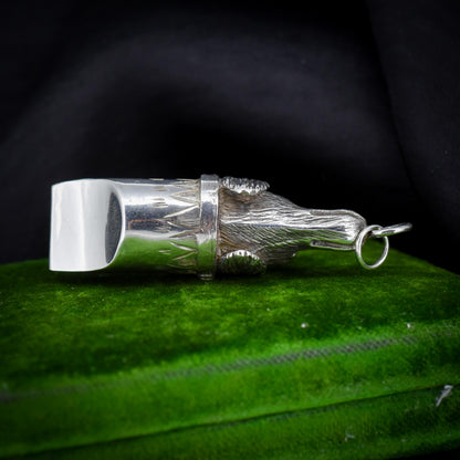 Vintage Sterling Silver Novelty Gun Dog Whistle Pendant