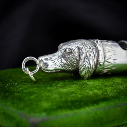 Vintage Sterling Silver Novelty Gun Dog Whistle Pendant