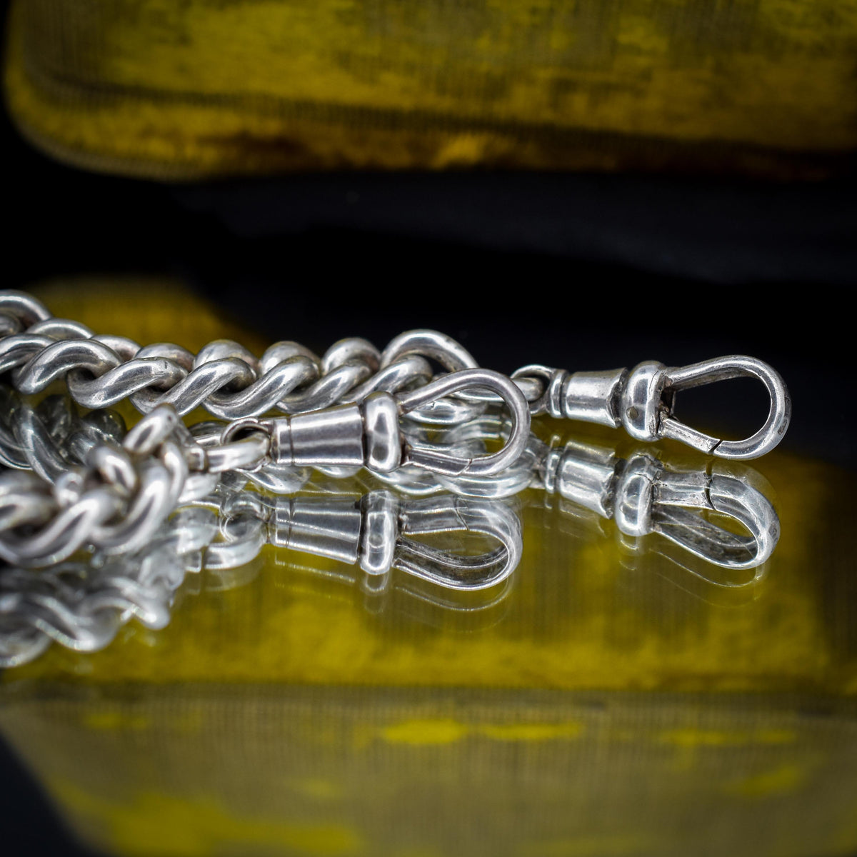 Antique 86g Sterling Silver Chunky Curb Link Albert Watch Chain Necklace – 15.5"
