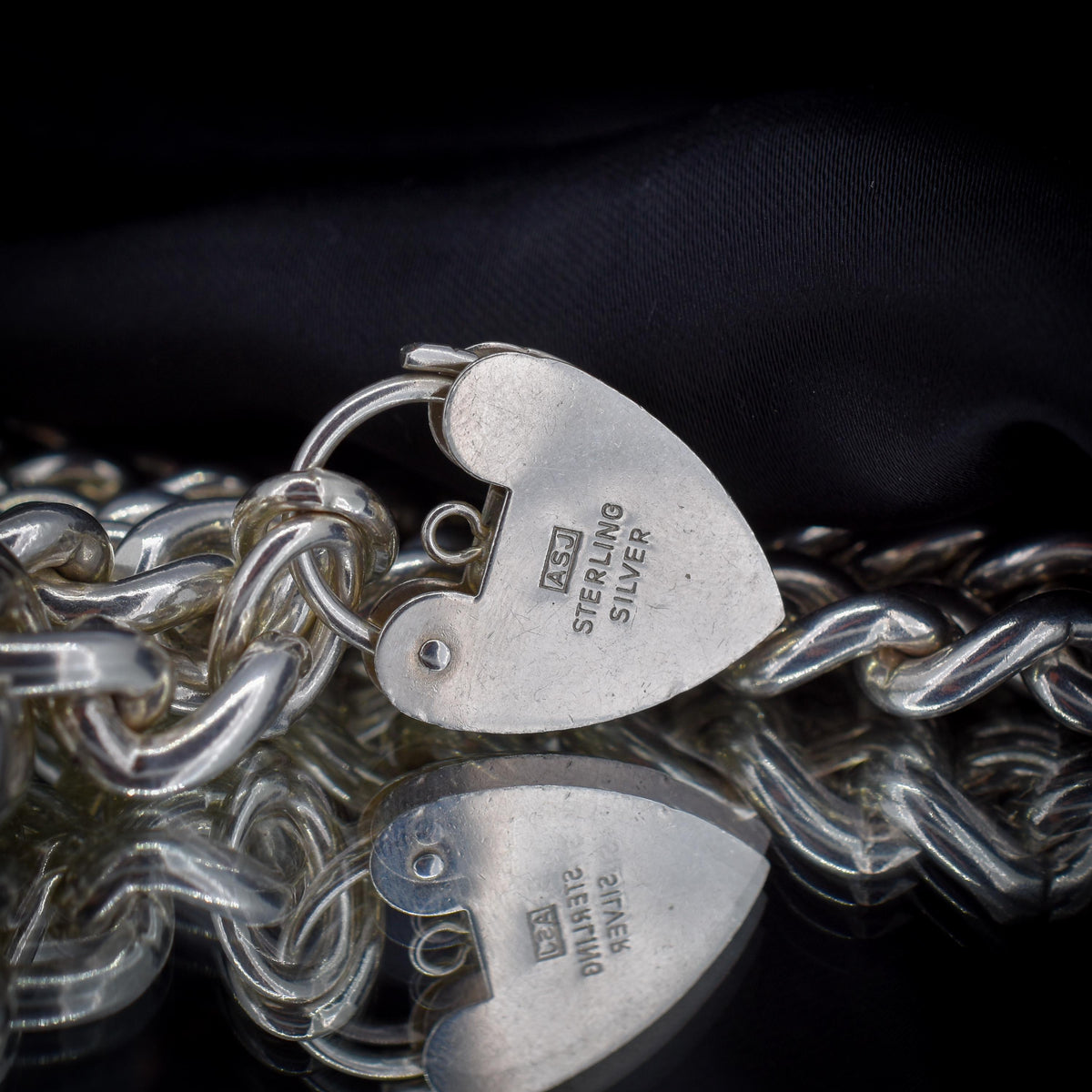 Vintage Heavy 138g Chunky Heart Padlock Sterling Silver Curb Necklace 19.5"