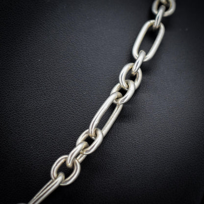 Vintage Sterling Silver Trombone Chain Necklace with a Dog Clip and T-bar | 18.5"