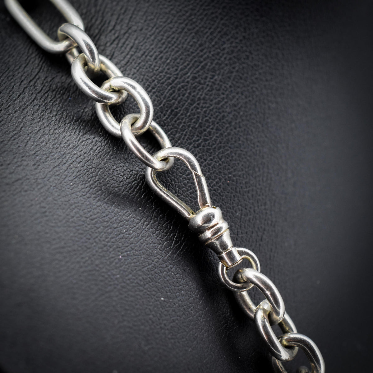 Vintage Sterling Silver Trombone Chain Necklace with a Dog Clip and T-bar | 18.5"