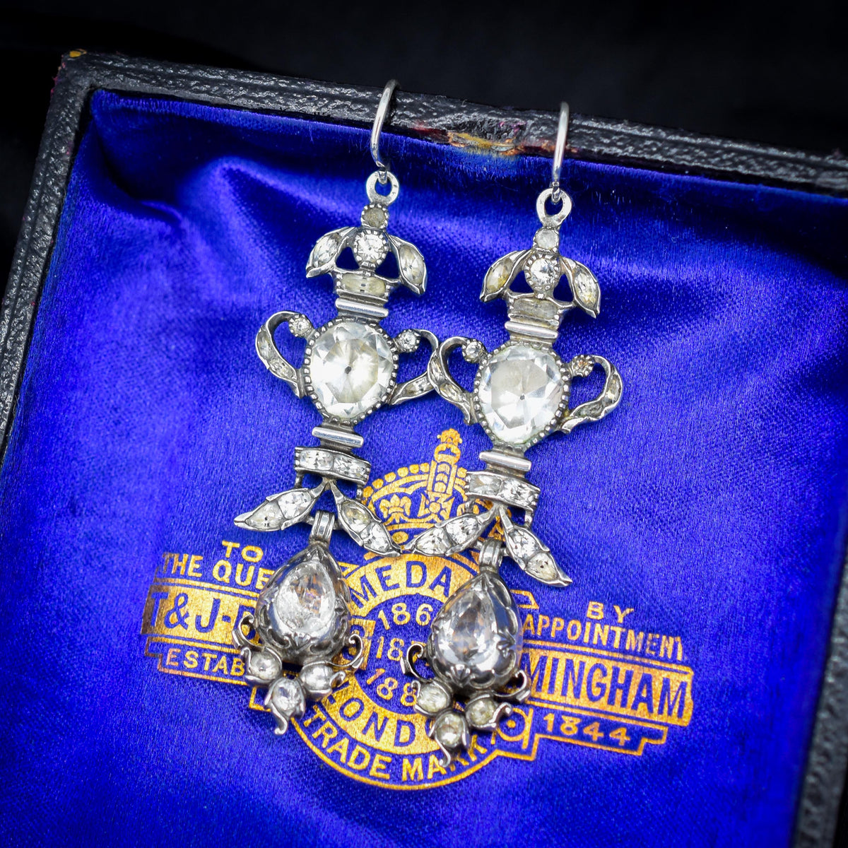 Antique Georgian Rock Crystal Silver Drop Earrings