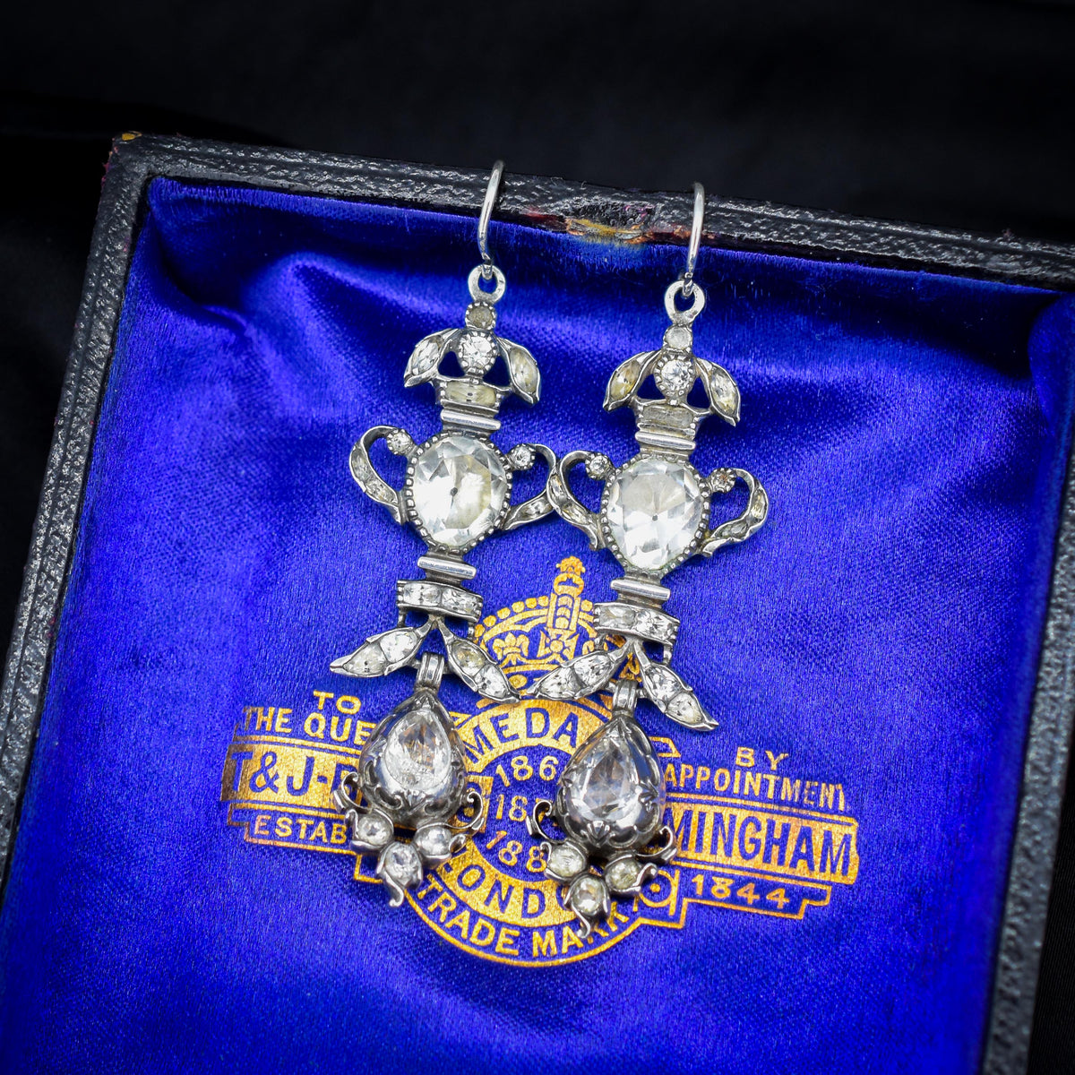 Antique Georgian Rock Crystal Silver Drop Earrings